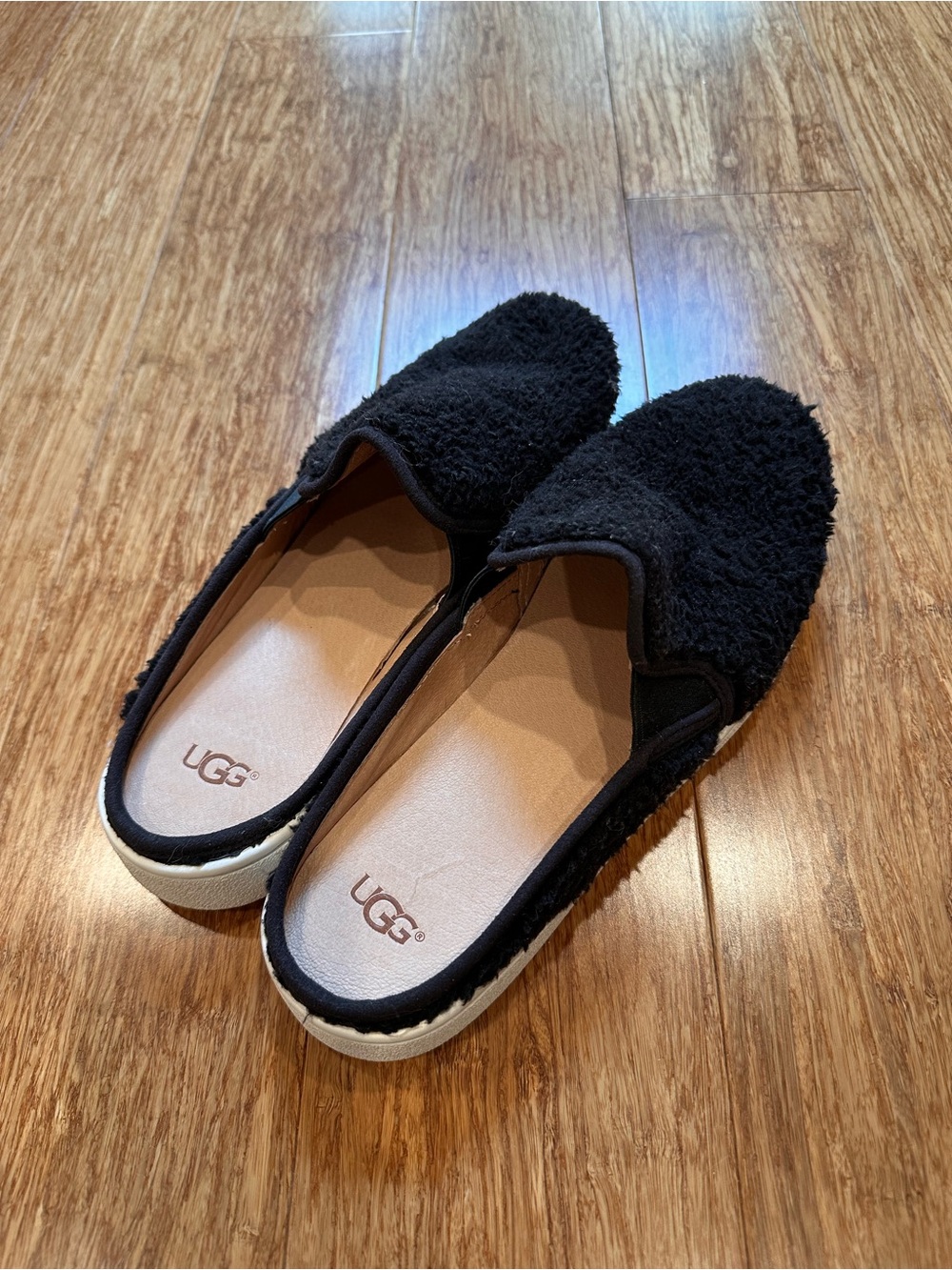 UGG Black Sherpa Slip-On Mules